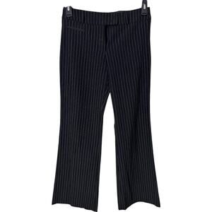 BCBG Max Azria Dress Pants Womens Size 6 Black Pinstripe Bootcut Leg Low Rise